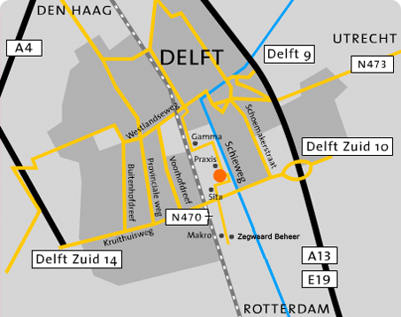 Routebeschrijving naar de Schiehal, kantoorruimte verhuur in Delft.